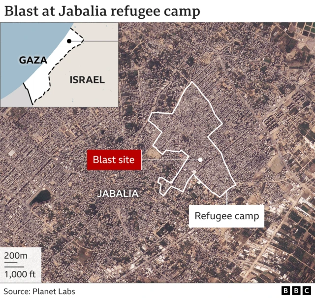 Map showing location of Jabalia refugee camp