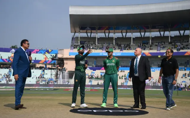 Babar Azam and Shakib Al Hasan at the toss