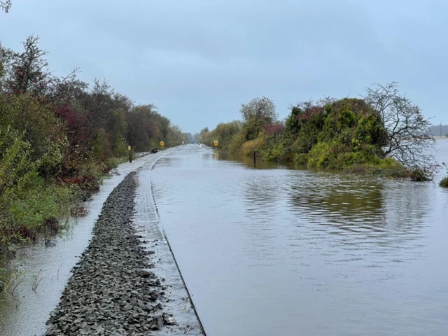 Flooding on a train line