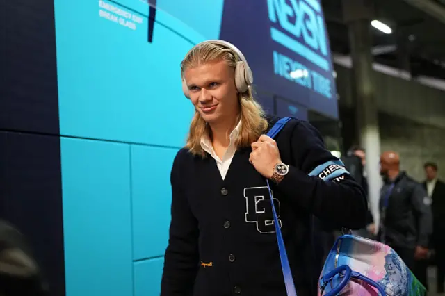 Erling Haaland of Manchester City arrives at the stadium