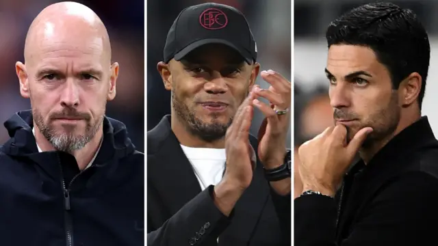 Erik ten Hag, Vincent Kompany and Mikel Arteta