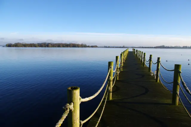 A wooden jetty at Lough Neagh