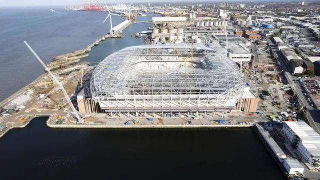 Everton's Bramley-Moore Dock stadium, currently under construction