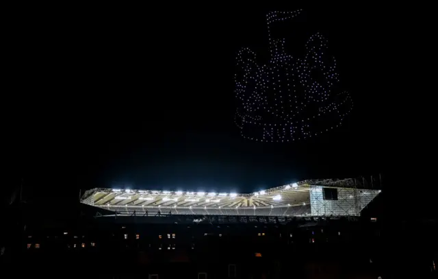 Newcastle badge Sela drone display