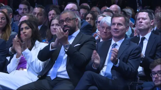 Suella Braverman, James Cleverly and Jeremy Hunt in the front row