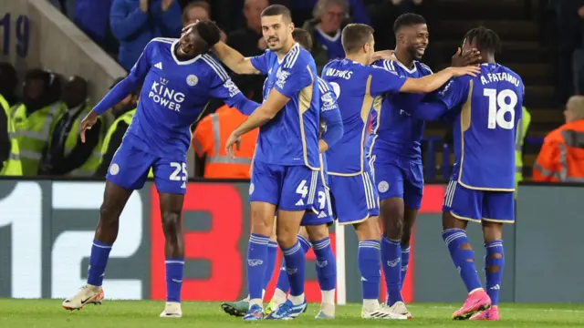 Leicester City celebrating