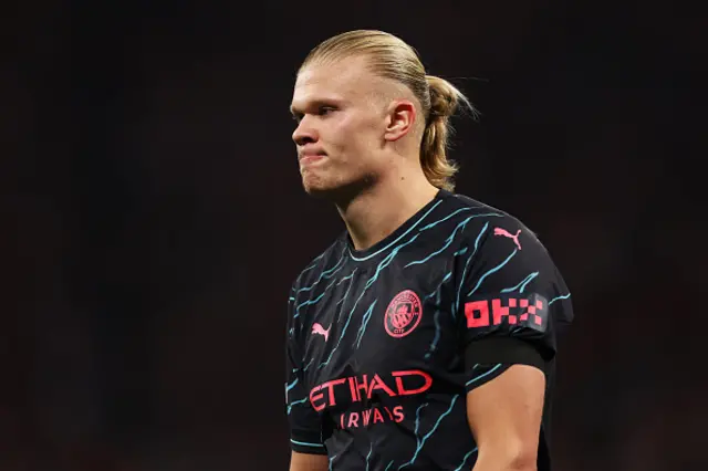 Erling Haaland of Manchester City reacts during the game