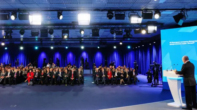 Putin delivers a speech at the 20th Annual Meeting of the Valdai Discussion Club in Sochi