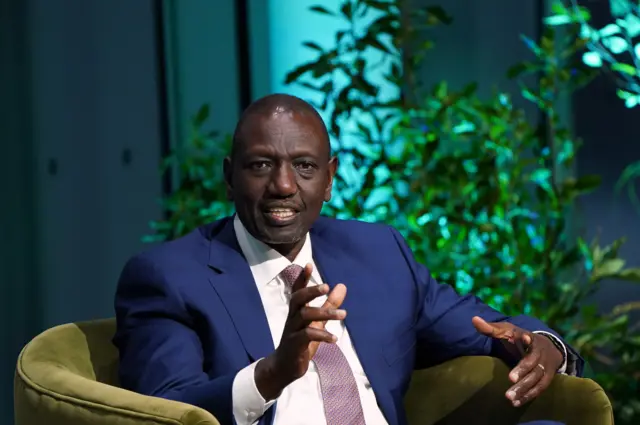 William Ruto, President of Kenya, speaks on stage at The New York Times Climate Forward Summit 2023 at The Times Centre on September 21, 2023 in New York City