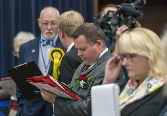 Counting agents in the hall at the South Lanarkshire Council HQ