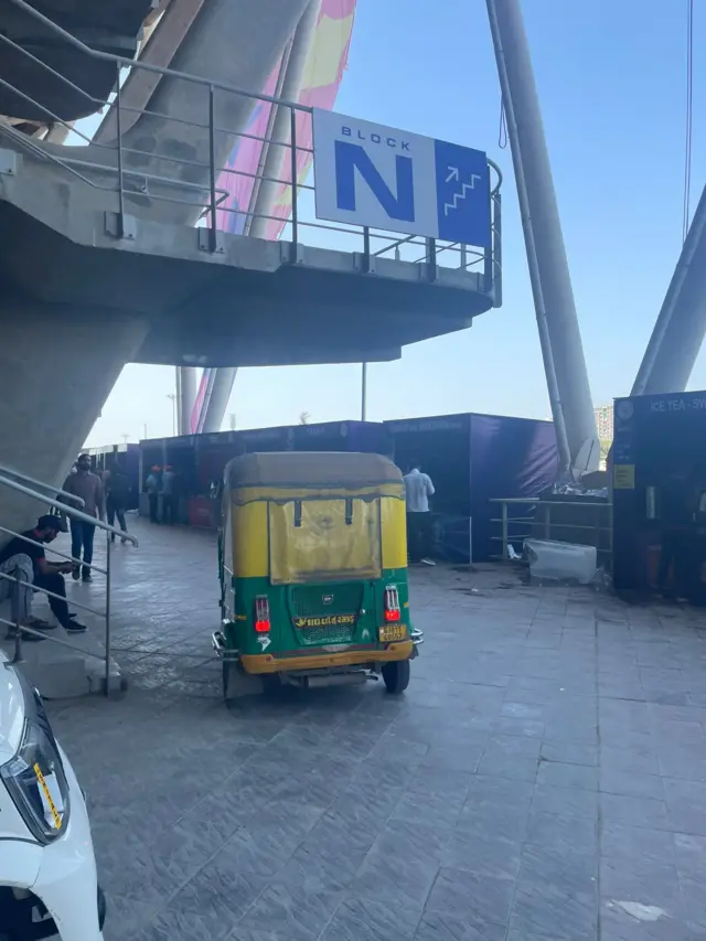 A tuk-tuk at Narendra Modi Stadium, Ahmedabad