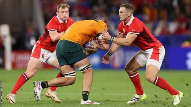 Nick Tompkins and George North against Australia