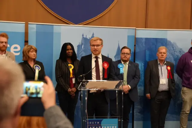 Michael Shanks gives his victory speech