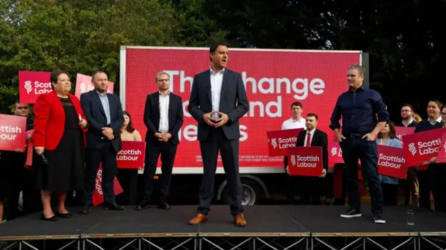 Anas Sarwar speaking at a rally in Rutherglen