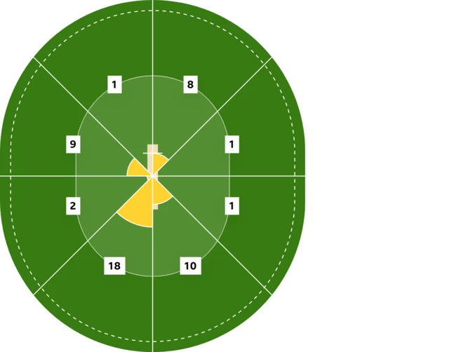 Wagon wheel for Saud Shakeel's half-century against the Netherlands at the World Cup