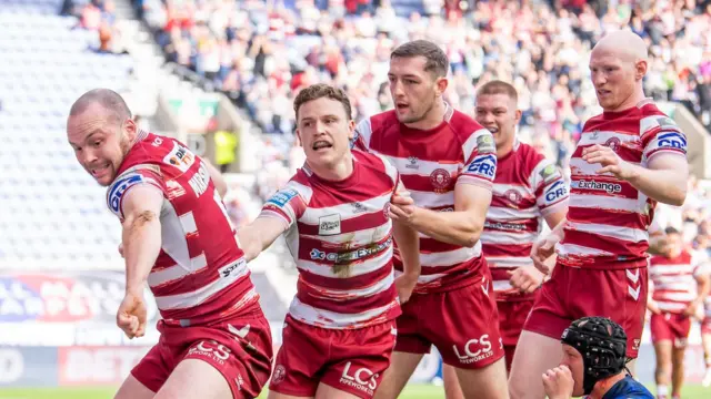 Liam Marshall celebrates for Wigan