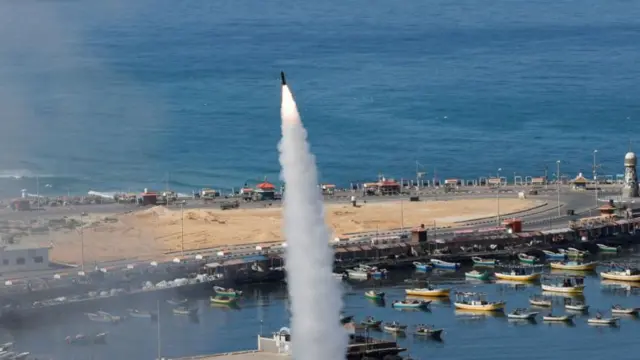 Rocket being fired into Israel