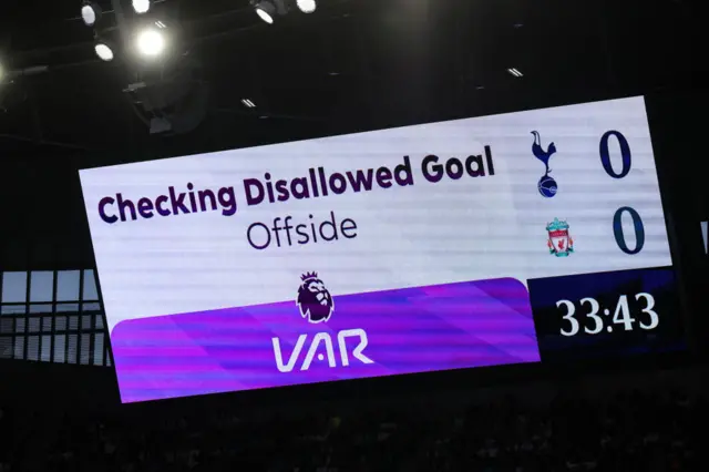 The scoreboard shows a check to disallow a goal.