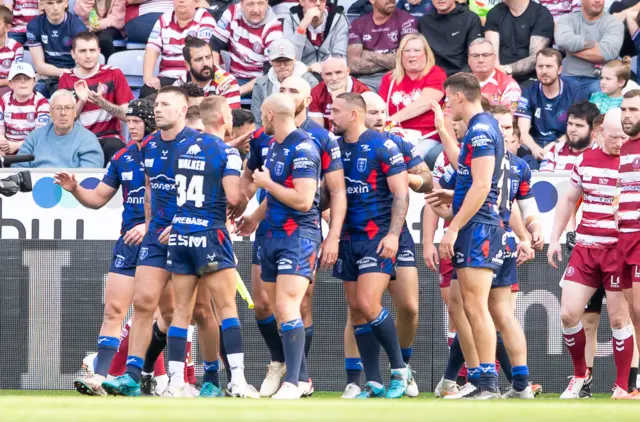 Hull KR celebrate v Wigan Warriors