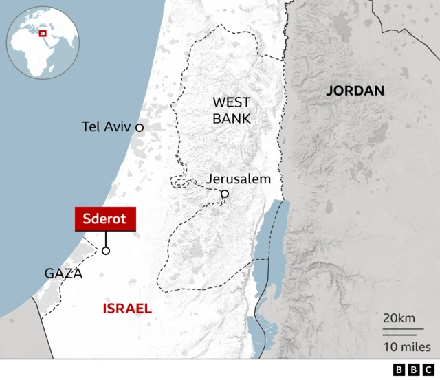 Map of Israel and Gaza