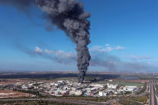 Smoke is seen in the Rehovot area