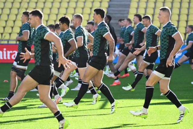 Wales players in training