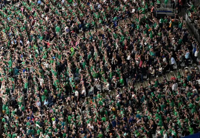 Ireland fans in the stadium