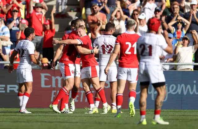 Wales players celebrate