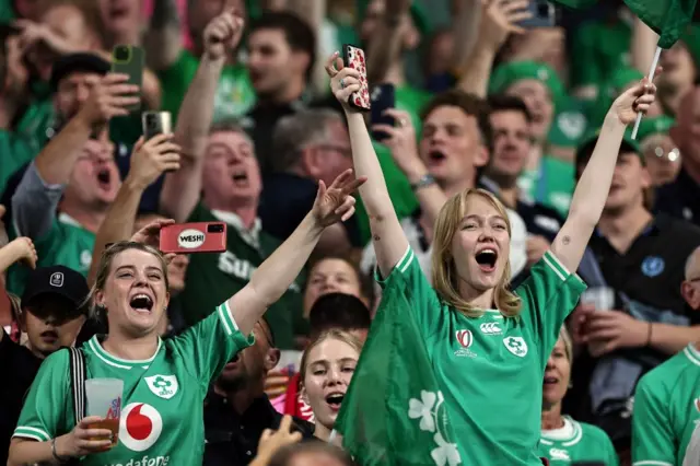 Ireland fans at full-time