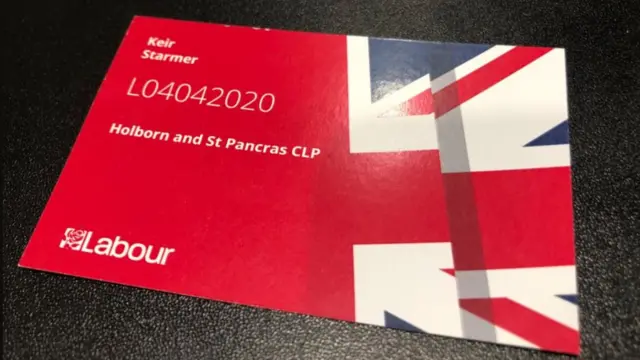 A template version of Labour's new membership card