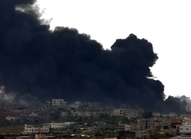 The Gaza Strip covered in smoke from shelling