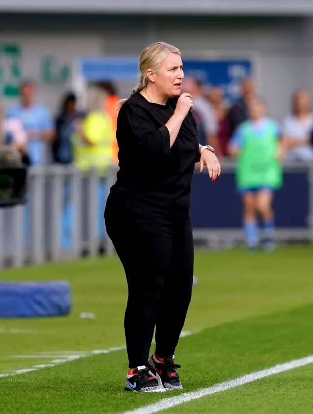 Hayes shouts instructions onto the pitch from the technical area.