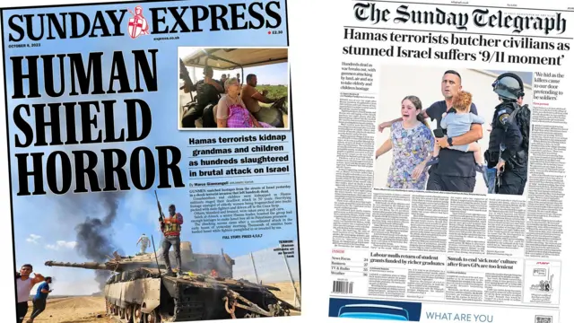 The covers of Today's Sunday Express and Sunday Telegraph