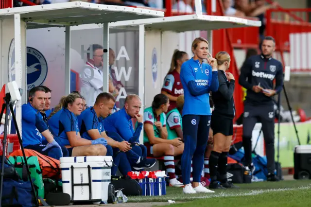 Melissa Phillips watches on as her brighton side try to get back in the game.