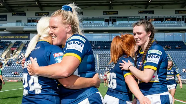 Jenna Greening and Amy Hardcastle embrace as Leeds book their Grand Final spot