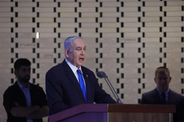 Benjamin Netanyahu speaking last month