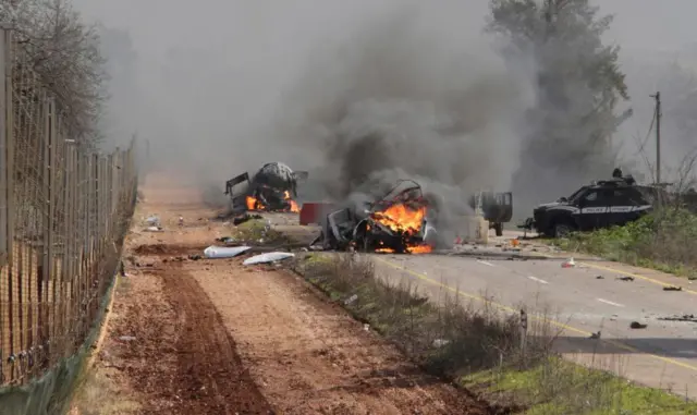 Cars on fire in Israel