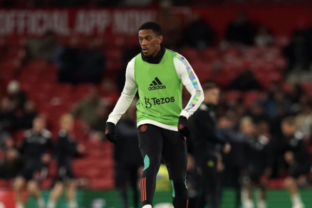 Martial warms up ahead of kick-off