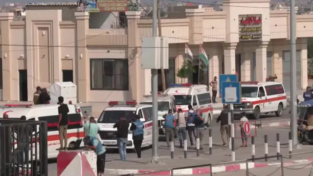 ambulances arriving at the Rafah border