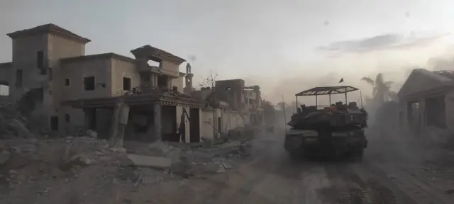 Rubble litters a Gaza neighbourhood in a photo released by the IDF