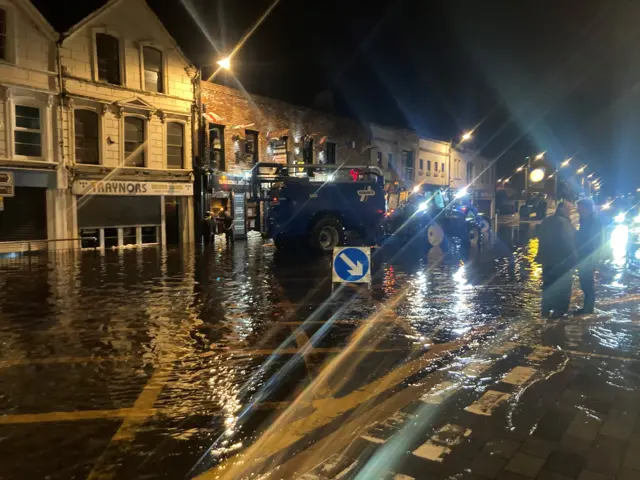 Tractors with pumps in Downpatrick's Market Street