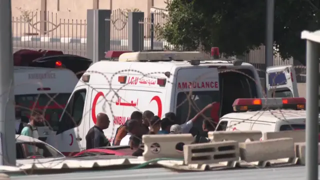 ambulances arriving at the Rafah border