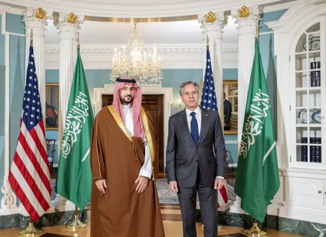 Khalid bin Salman with Antony Blinken