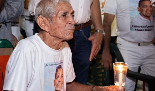 Luis Díaz's grandfather Alfonso was among those taking part in the candle-lit vigil