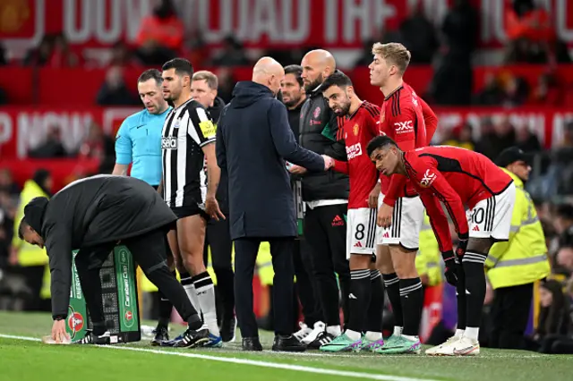 Erik ten Hag instructs his substitutes