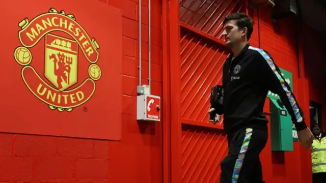 Harry Maguire arrives at Old Trafford