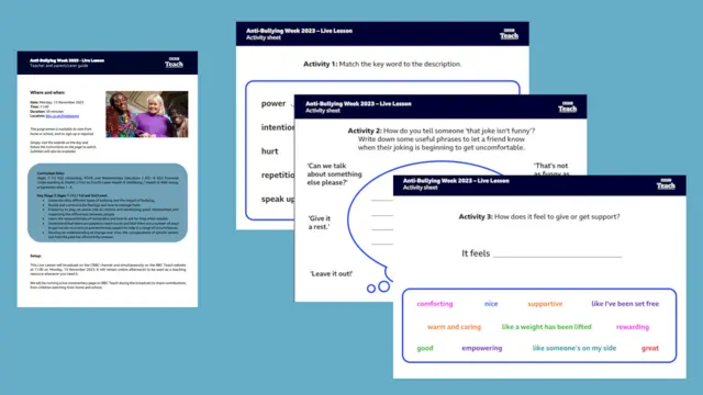 Images of the teacher guide and activity sheets.