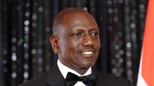 William Ruto, President of the Republic of Kenya, gives a speech a State Banquet at State House, along with distinguished guests from Kenya and the United Kingdom on October 31, 2023 in Nairobi, Kenya.