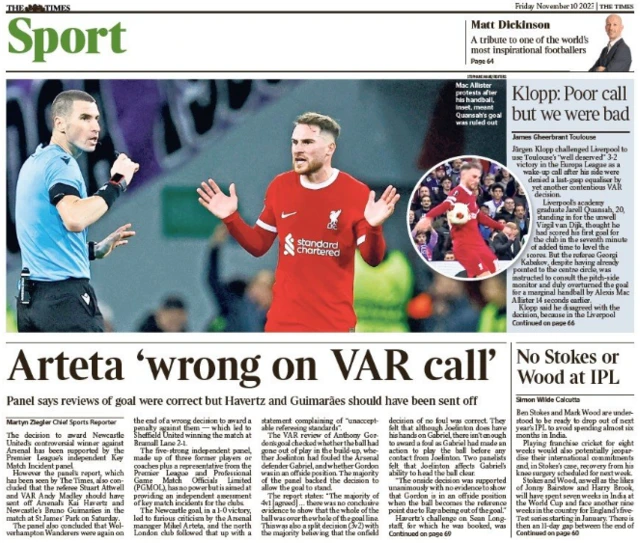 Times back page on 10 November 2023