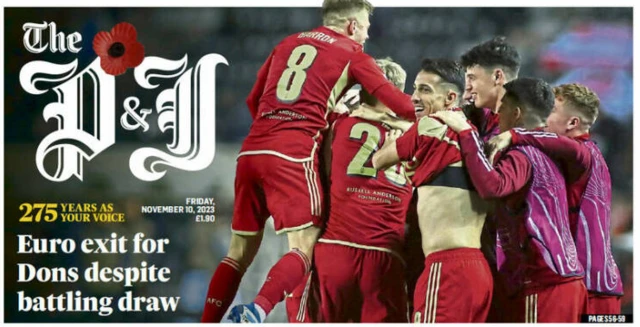 Front page of the Press & Journal on 10 November 2023